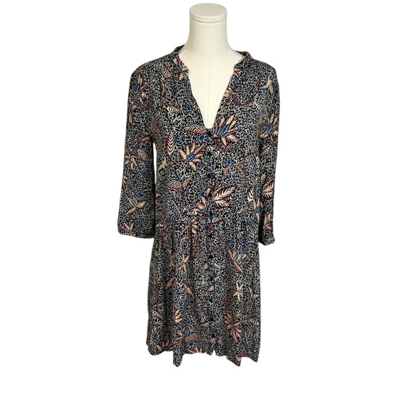 Ba&Sh Long Sleeve Multi Color Floral Mini Shirt Dress Size Medium - Picture 1 of 12